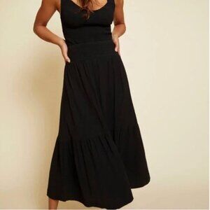 Nation LTD Black Yasmine Tiered Midi Skirt